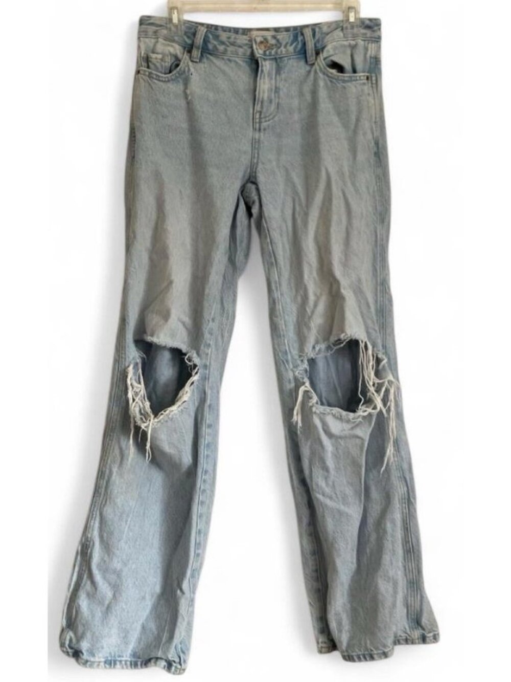 PacSun Baggy Wide Leg Jeans Women’s W25 Light Wash Distressed Low Rise Denim